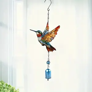 Hummingbird Light Catcher Wind Chime, Garden Accessories, Inspirational Wall Decor, Winter Holiday Decoration, Perfect Gift for Mom Women Retiree Christmas Animal Theme