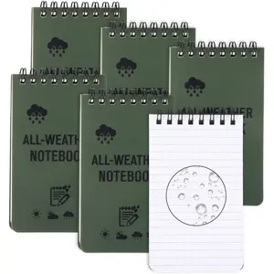 6 Pack  Notepad, 3 x 5 Pocket Notebook,  Notepad with 100 Pages,  Weather Pocket Sized Notebook Suitable for Outdoor, Office, School, Memo(Green)