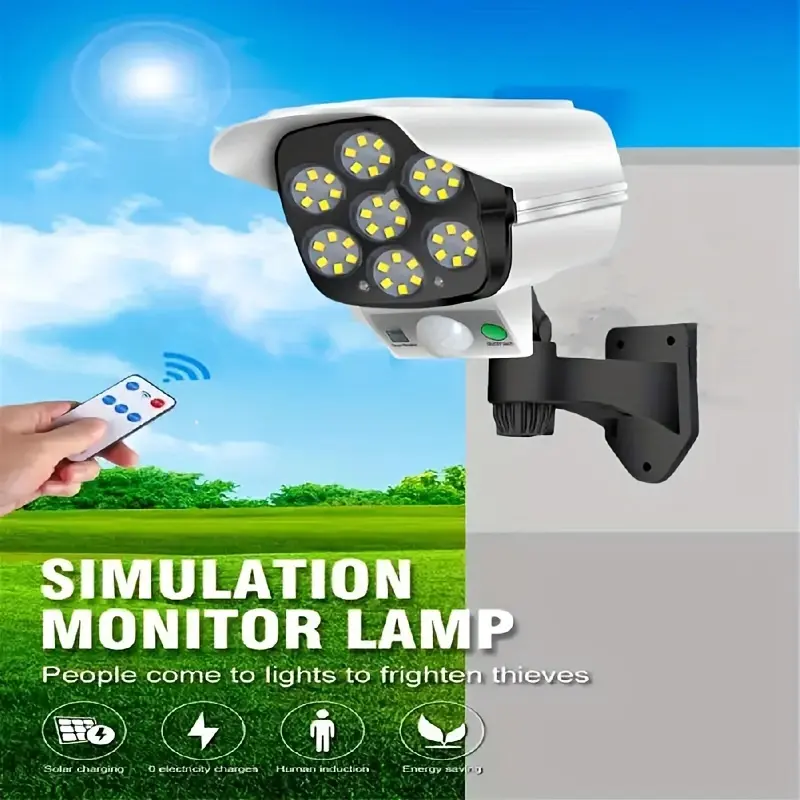 Fake Security Camera Motion Sensor - Wireless Home Security Deterrent with Night Vision Surveillance, Outdoor Garden Accessory, Wireless Security Cameras, Outdoor Security Cameras Monitor