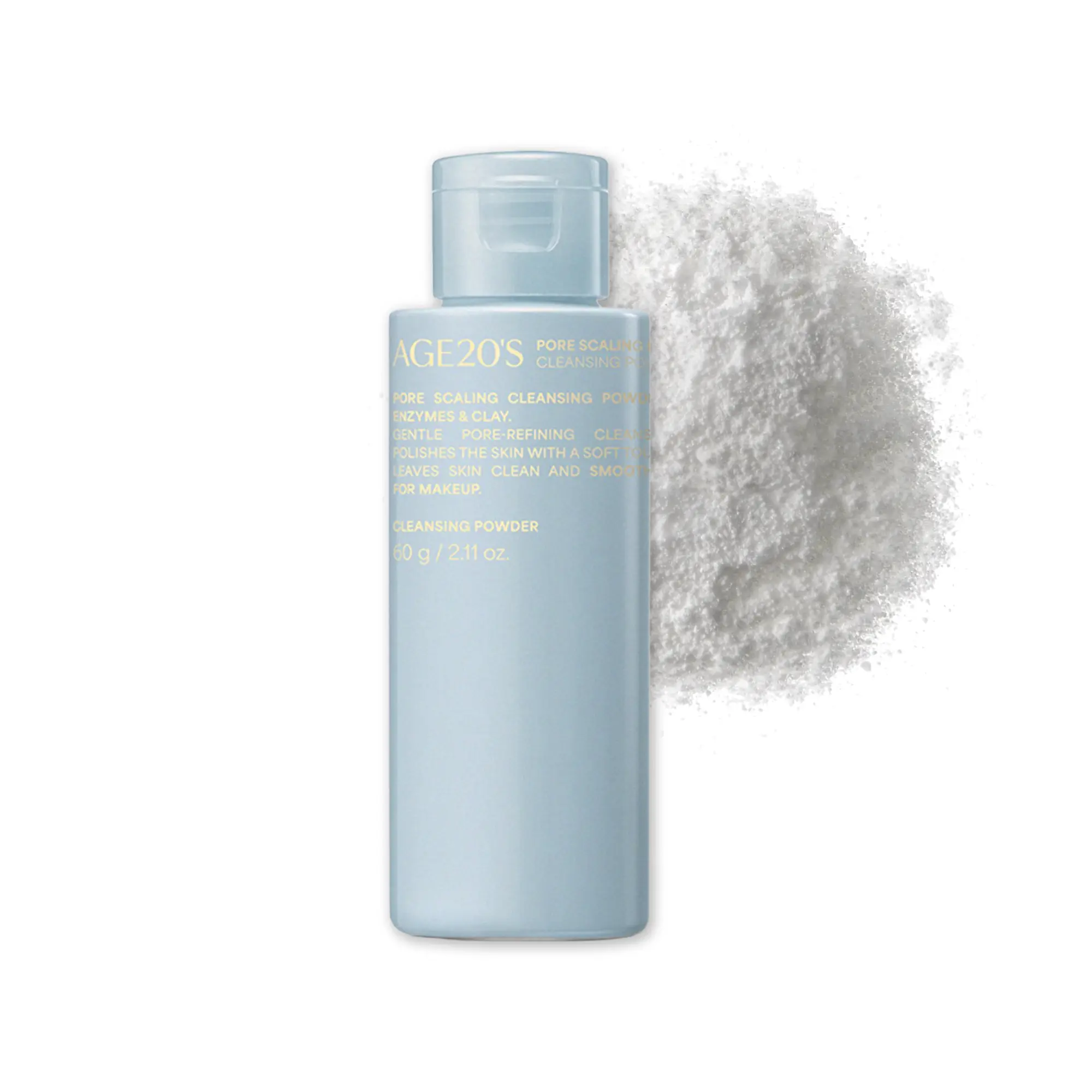 AGE20'S Enzyme Cleansing Powder, Mild Exfoliating Facial Cleanser with Clay for Pore Scaling and Blackhead Removal, For Sensitive Skin, Korean Skincare, 2.11 oz, 60G, Clay Base, Deep Cleanse, Mild Enzyme