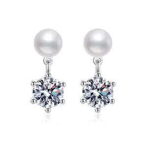 Brilliant Cut Moissanite earrings Minimalist Waterproof Women Piercing