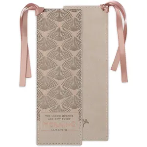 Christian Art Gifts Vegan Faux Scripture Bookmark: Lord's Mercies are New Every Morning  Lamentations 3:2223 Inspirational Bible Verse, HeatDebossed, Reading Accessory w/Tassel, Gray