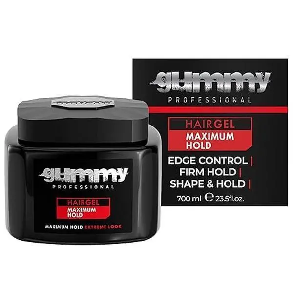 Gummy Professional Hair Gel for Men and Women – Strong Hold Styling Gel for Slick Back Looks, Curls, Braids, Twists, and Edge Control – Clear Gel for Shine, Neat Styles, and Conditioning – 700ml