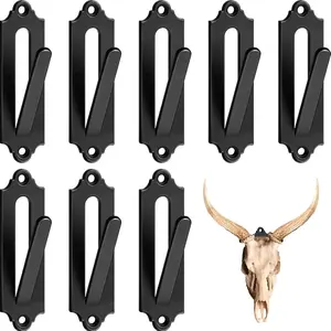 12 Pack European Style Mount Skull Hanger Deer Skull Hangers Euro Wall Mount Bracket Hook Complete with Simple Easy Installation Kits for Indoor Outdoor Small Game Animals Mule (Black)