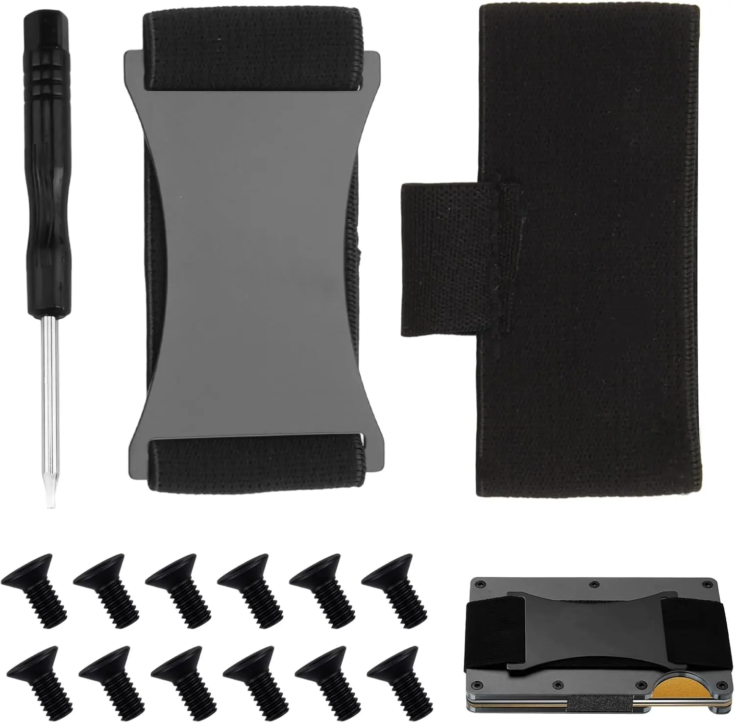 Wallet Elastic Band Replacement Kit Compatible with Ridge Metal Wallets, Durable Elastic Cash Strap with Screws and Mini Screwdriver, Repair Accessories for Men’s Minimalist Card Holder Wallet (set1)
