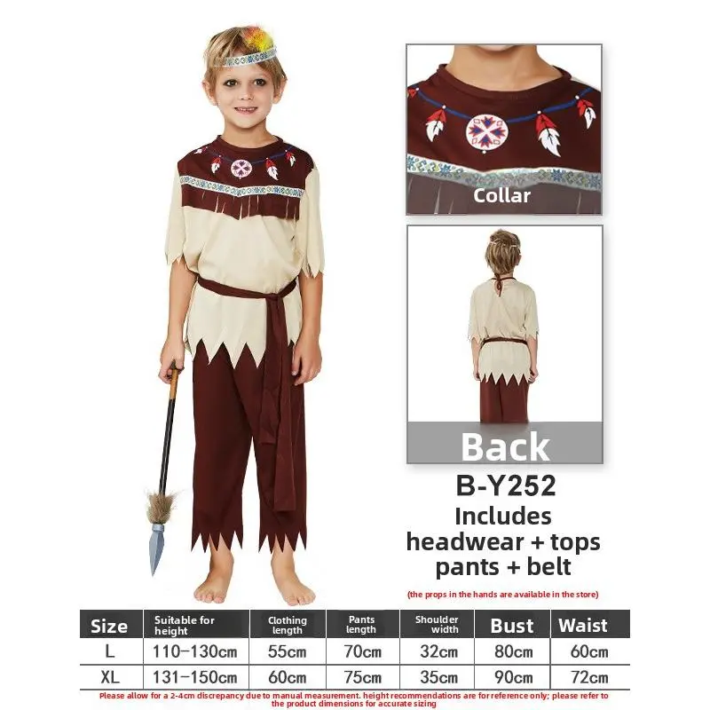 Boy's Gray and White Indian B-Y252