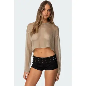 Aviva Cropped Metallic Knit Top