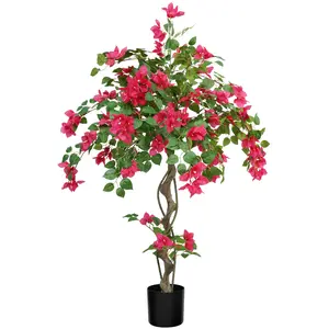 3/4/5FT Realistic Pink Bougainvillea (NO POT) Silk Plant Faux Flowers UV-Resistant for Outdoors No Maintenance Artificial Tree for Home Porch, Terrace & Garden Decoration Versatile Spring Decoration
