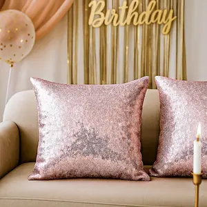 2-Piece Set - Sequin Rose Gold Pillowcases - Valentine's Day Sofa Decorative Pillows - Ideal Choice for Birthday Party Decorations - Pillow Inserts Not Included