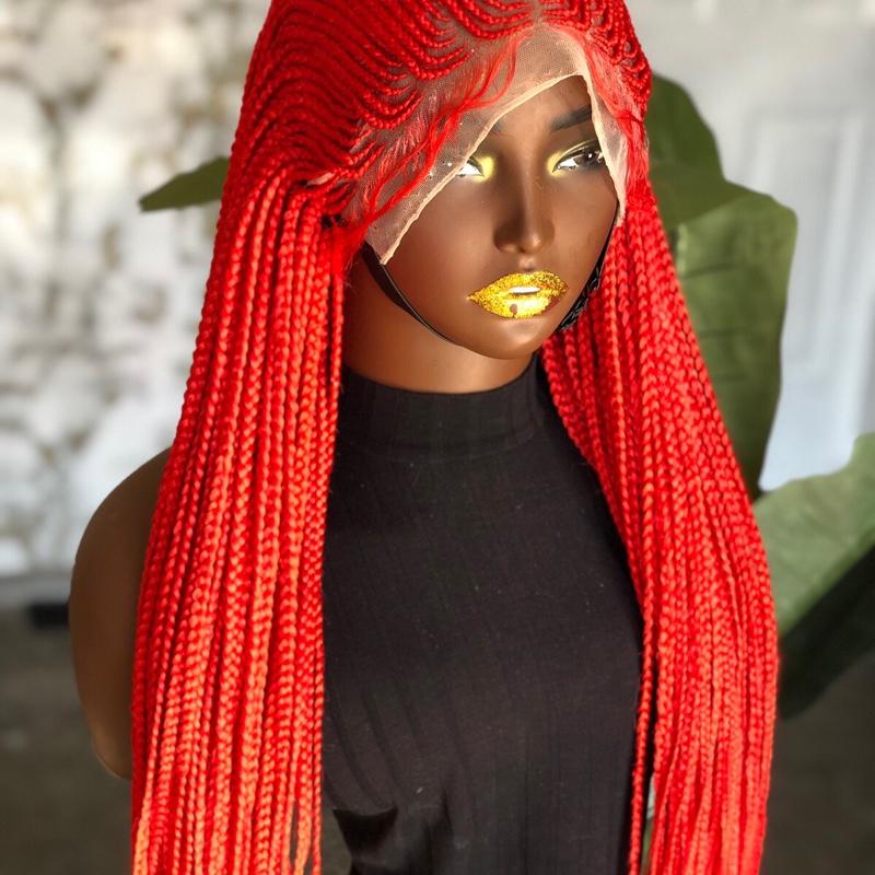 Frontal cornrow wig red cornrow wig.28 inches