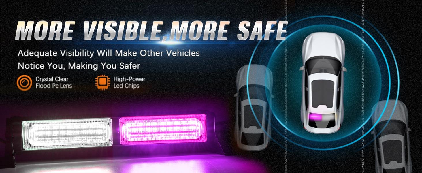 Nilight 40LED Purple White Emergency Strobe Traffic Advisor Light Bar with Suction Cups Dash Safety Warning Hazard Flashing Lights Interior Front/Rear Windshield for Trucks Construction Vehicles