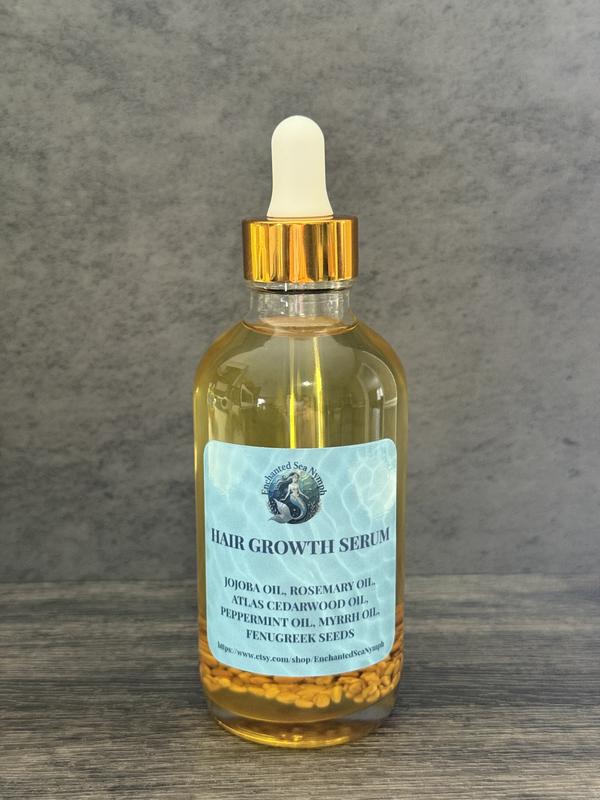Enchanted Sea Nymph Hair Growth Serum 2 oz - Botanical Natural Hair Strengthening Treatment with Jojoba Peppermint Fenugreek Rosemary Myrrh Atlas Cedar Wood
