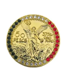 Mexican 50 Pesos V Coin with Angel Design and Red Stones - Snack