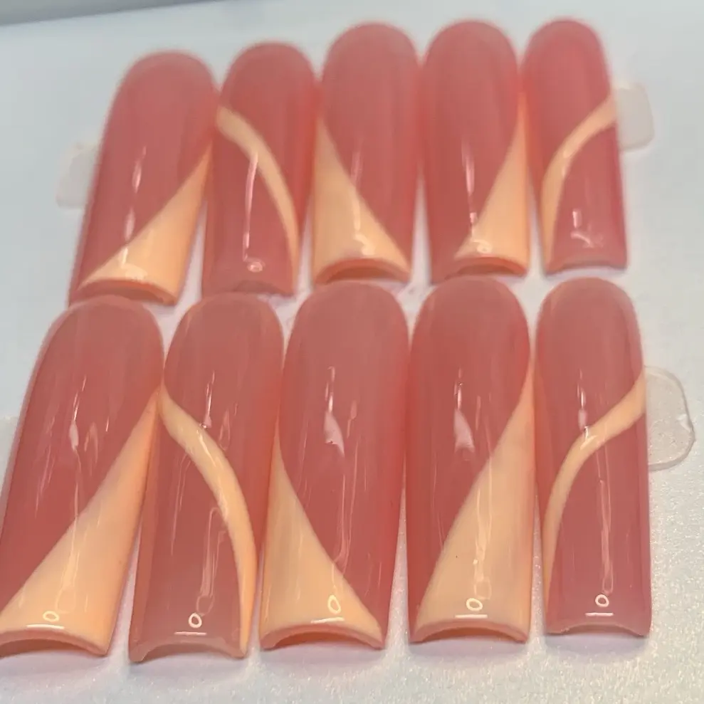 Orange swirl press on nails