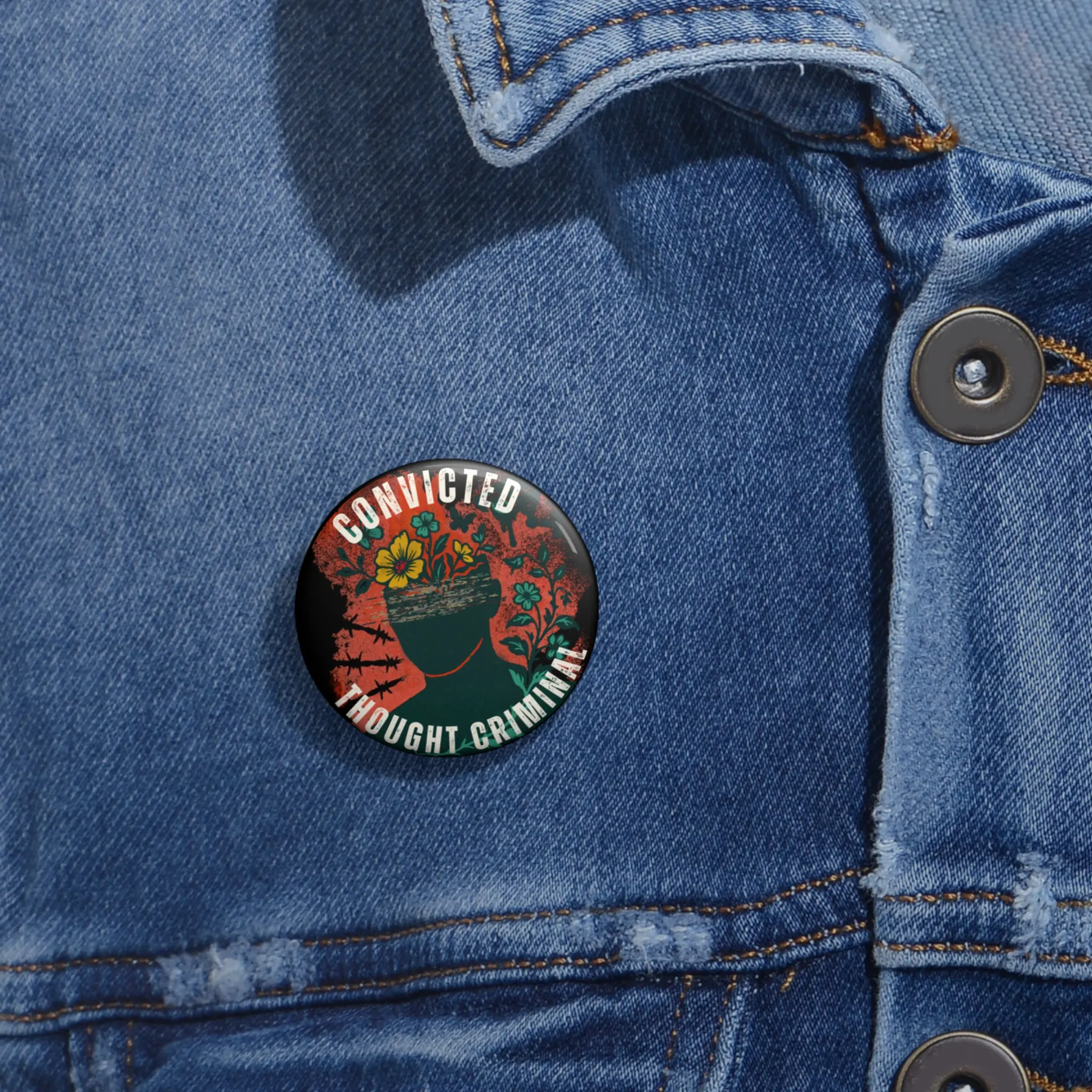 1984 Thought Criminal Pin Button | Custom Button Badge | Unique Lapel Pin | Fashion Accessory, Political Pinback Buttons, Novelty Pins,