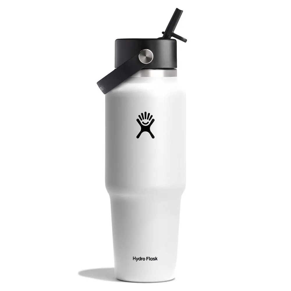 Hydro Flask 32oz Wide Mouth Flex Straw Travel Bottle - White: BPA-Free Vacuum-Insulated