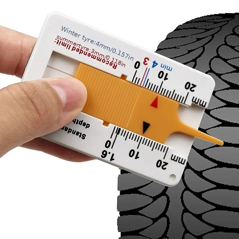 Tire Tread Depth Gauge, 0-20mm Tire Measurement Tool, Portable Tire Wear Detector, Plastic Caliper for Cars Trucks Rvs, Home Christmas Gift