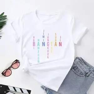2026 Hot Bangtan Boys Name T-Shirt Jimin Jungkook Tae Suga Namjoon Hobby Jhope Jhope Jin Bangtan Korea Print T-Shirt Women's T-Shirt Top Tees Casual