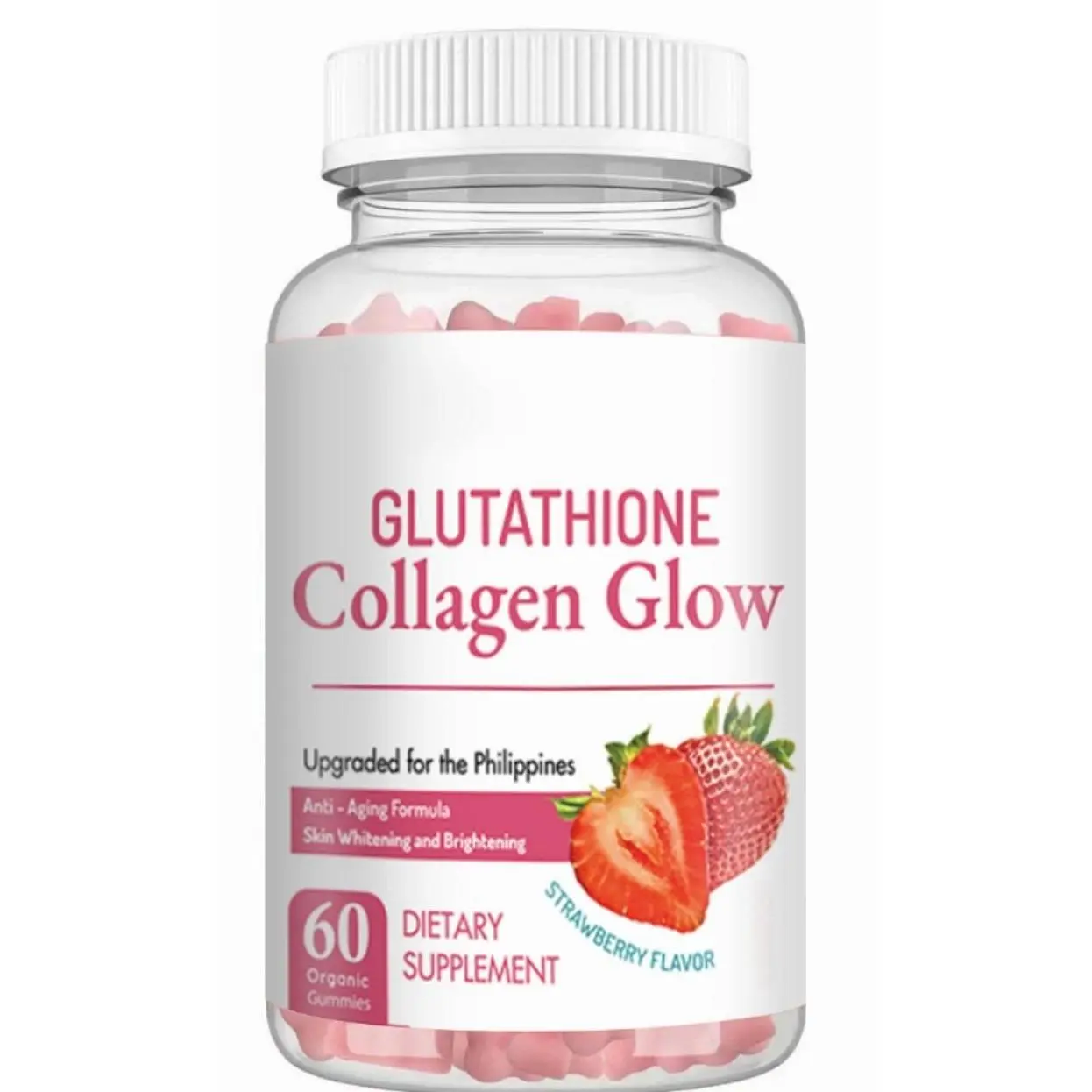 Glutathione Collagen Gummies – Strawberry Flavor, 60 Pieces Dietary Supplement