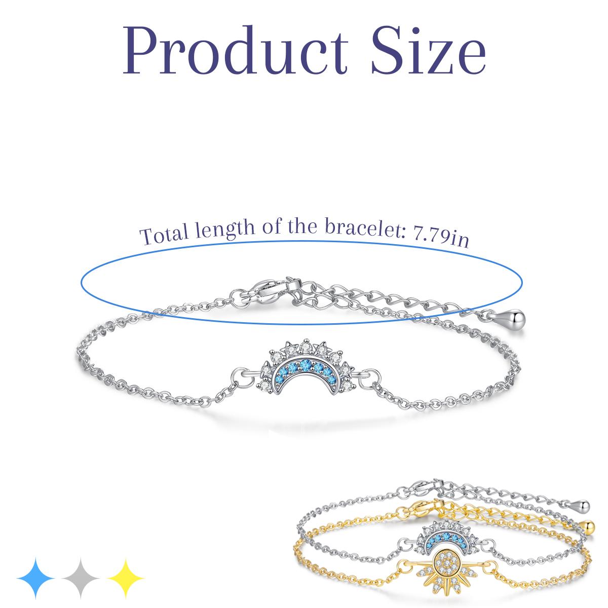 Sun & Moon Couple Bracelet Set – Zircon Inlaid Matching Bracelets for Men and Women, Celestial Sun Moon Jewelry, Friendship Bracelet Gift for Couples, Best Friends, Sisters, Valentine Anniversary Gift
