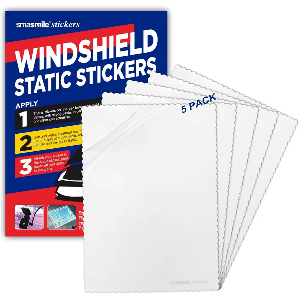 Windshield Sticker Applicator 5 Pack 5"x7" Static Cling For Stickers, Easy Application, Removal and Re-Application