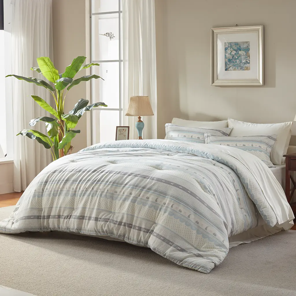 Cosybay 7pcs Solid Colour Printed Comforter Set - Cooling Bed Sheet Set with pillowcases, Lightweight, All-Season, Twin/Full/Queen/King Size Bed In A Bag, with Breathable Fabric And Easy Care, All-Season Comforter - Fluffy & Thick, Hotel Use #Summervibes