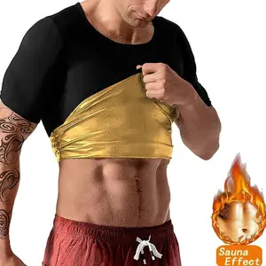 Sauna Tops for Men Short Sleeve Compression T-Shirt for Gym Exercise Body Shaper Fitness Belly Shapewear