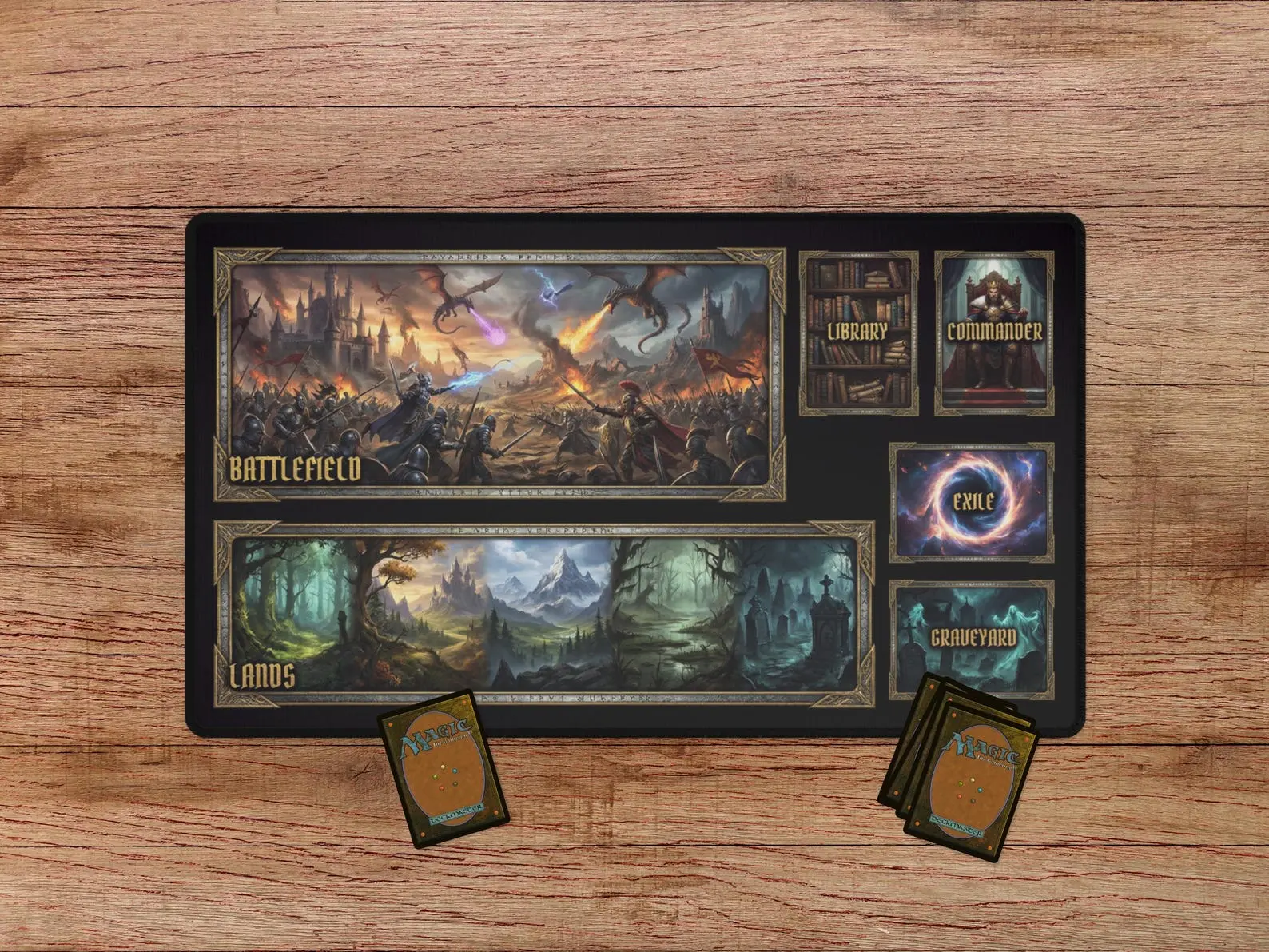 Zoned MTG Desk Mat - Fantasy Mousepad With Zones, TCG Playmat, Magic The Gathering Mat