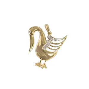 Diamond Swan Necklace 14k Yellow Gold