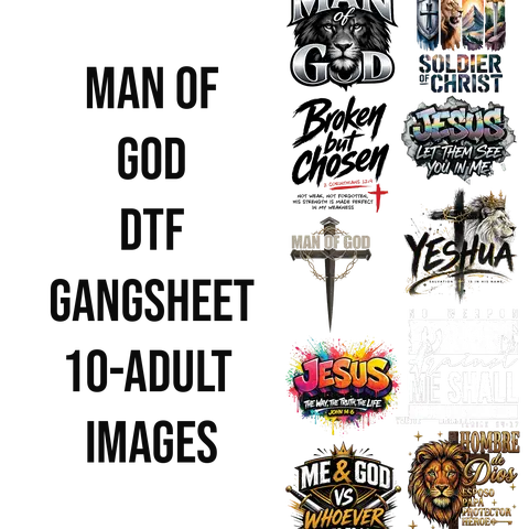 MAN OF GOD DTF Gangsheet, Specialty DIY Printmaking Accessory for Shirt Making