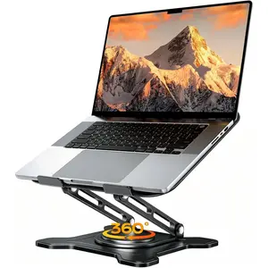 Adjustable Laptop Stand, 360? Rotating Base   Stand, Foldable Laptop Stand for Desk for Office  Fits Compatible with MacBook Pro Air (10-16") - Black