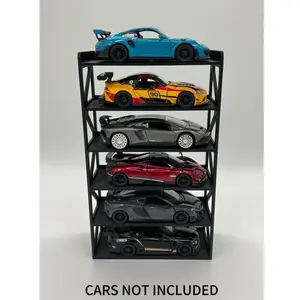 Diecast 6 Car Display Stand ONLY For 1/32-1/43 Diecast Model Cars w Wall Mount Hanging Shelf Storage Diorama Model Car Pull Back Jada Fits 1/32, 1/36, 1/38, 1/43 Organiser Hangable Racks