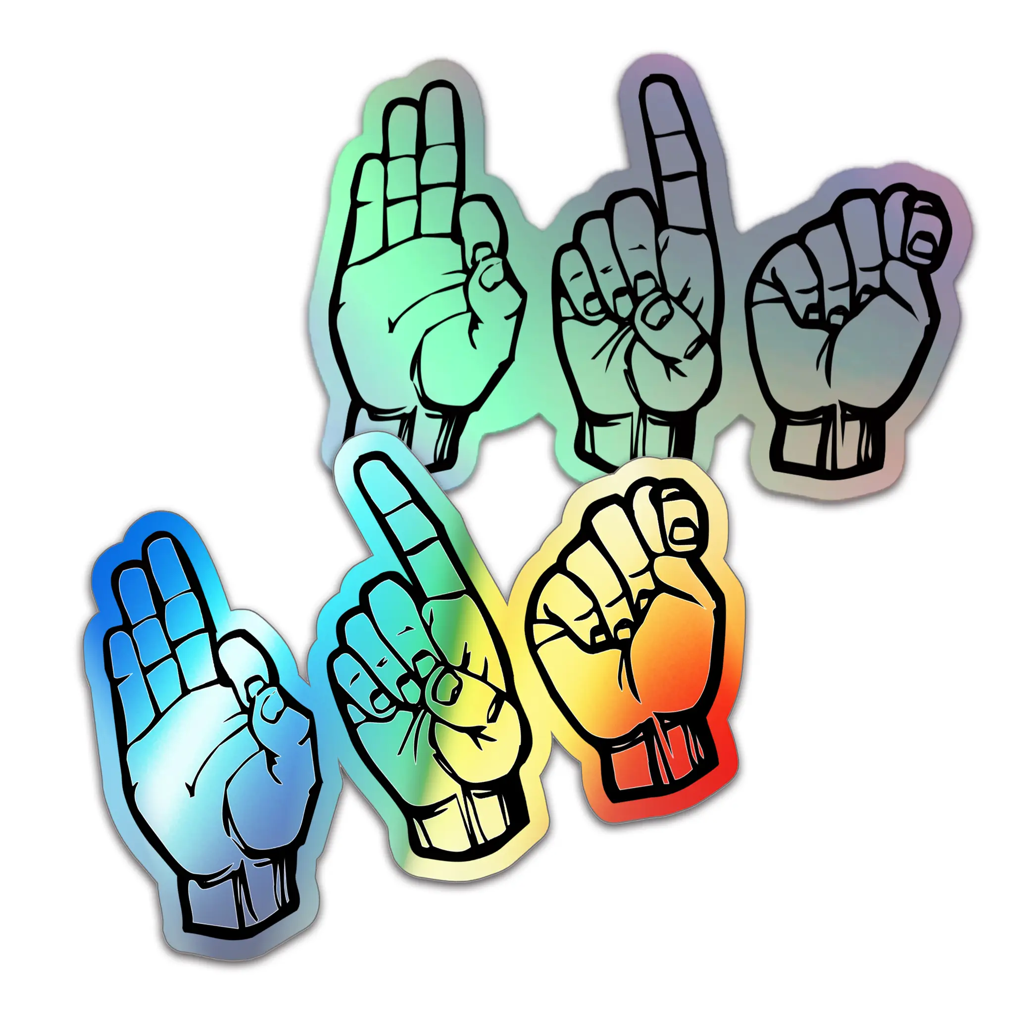 FDT Sign Language Hands Holographic In/Outdoor Die-Cut Stickers | Inclusive Disability Decals | Subtle Fuck Trump Sticker | Anti-MAGA Decal