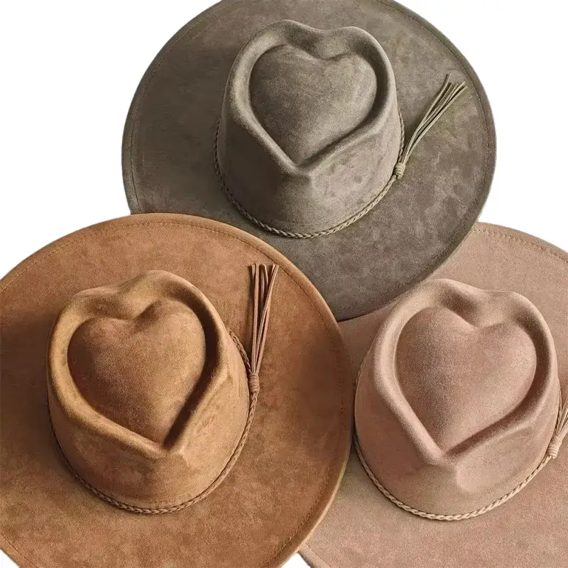Hearted widebrim Vegan Fedora Hat