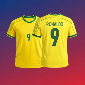 98 Brazil Short Sleeve Jerseys No.9 Ronaldo Soccer Jersey Retro Football Jersey
