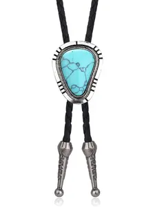 1 Set  Bolo Tie for Men Western Cowboy Tiger Eye Stone Native American Bolo Tie Leather Necktie Costume Accessorie