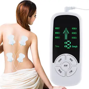 Electric Muscle Stimulator with 4 Patches, 6 Modes 15 Levels Shoulder Neck Back Waist Leg Muscle Relaxation Pad, Portable Cervical Massage Device, Gifts for Men Women, Battery Powered