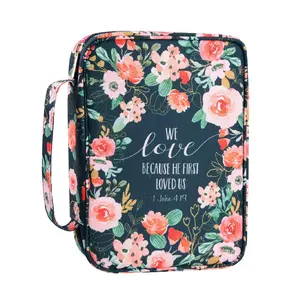 Bible Covers Case for Women Medium Large Bible Carrying Cases Holder 11“x8.5”x2.5" Floral Bible Book Carrier Tote Bags with Pockets Handles Zipper Christian Accessories Gifts