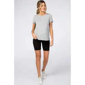 Black Ribbed Maternity Bike Shorts