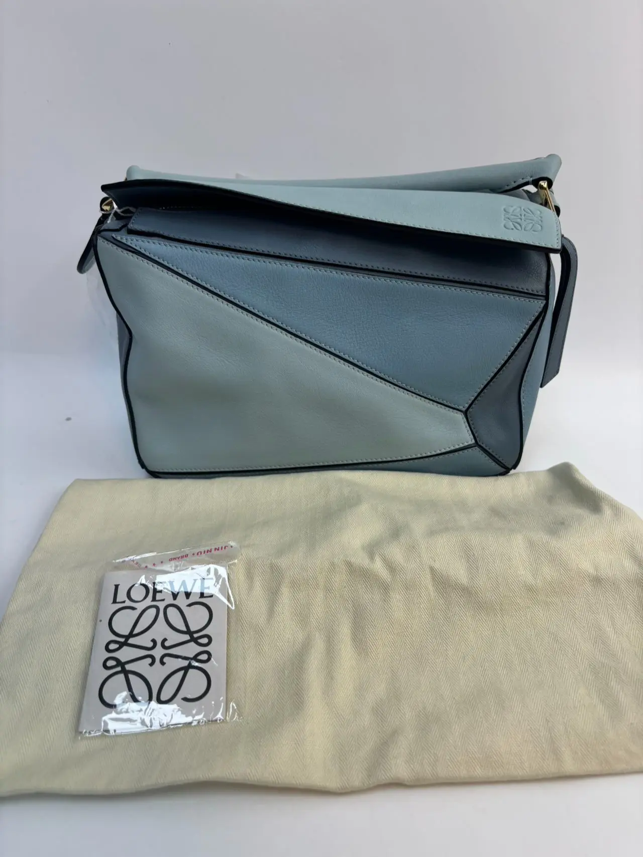 Pre-owned Loewe leather Crossbody Bags Small Puzzle Bag in Classic CalfskinBlue （BF 12Z）YS1714