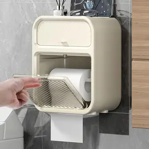 Toilet Paper Holder Box holder Bathroom Rack Waterproof Reel Tissue Storage Box Punch-free Kitchen Bathroom Storage Holder, Bathroom Accessories, Christmas gift, New Year gift