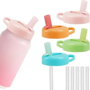 4-Pack 4-Color Soda Can Lids with Straws, Leak-Proof Soda Can Cover Lids with 2-in-1 Sip & Straw |   Universal Fit for Standard Cans |   Dishwasher Safe, Easy Take-Apart Cleaning