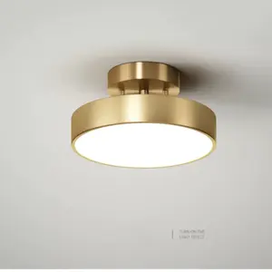 Modern Round LED Ceiling Light, Copper Material, Fashionable Indoor Lighting for Living Room & Bedroom, 15/20/30cm Sizes, Indoor Room Lights