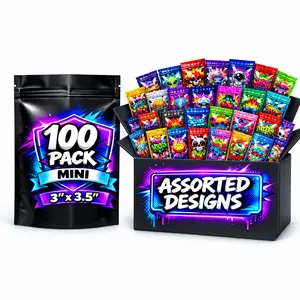 100 Pack Mini (3" x 3.5") Assorted Decorative Storage Organizer Pouches – Resealable Packaging Bags