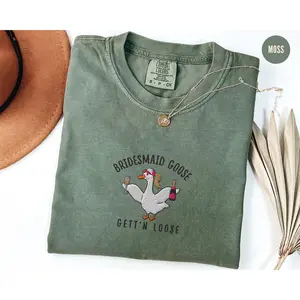 Embroidered Silly Goose Groomsmen Shirt,Groomsman Proposal Gifts,Funny Bachelor Party Tshirt,Wedding Party Shirt, Mens Bridal Party Tee