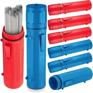 8 Pcs Rod Holder Stick Electrode Rod Tube 14 Inch Rod Container Airproof Rod Holder Waterproof Canister for Rod(Red Blue)