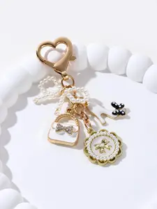Beautiful Bow Bag High Heel Shoe Heart Alloy Keychain, Keychain For Bags, Trendy Cute Keychain, Classic Elegant Wedding Accessory, Perfect Gift for Women, Stylish Jewelry