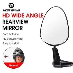 Cycling Helmet Mirror Flat Lightweight 360 Degree Bike Rearview Mirror Bicycle Rear View Helmet Safe Side Mirror