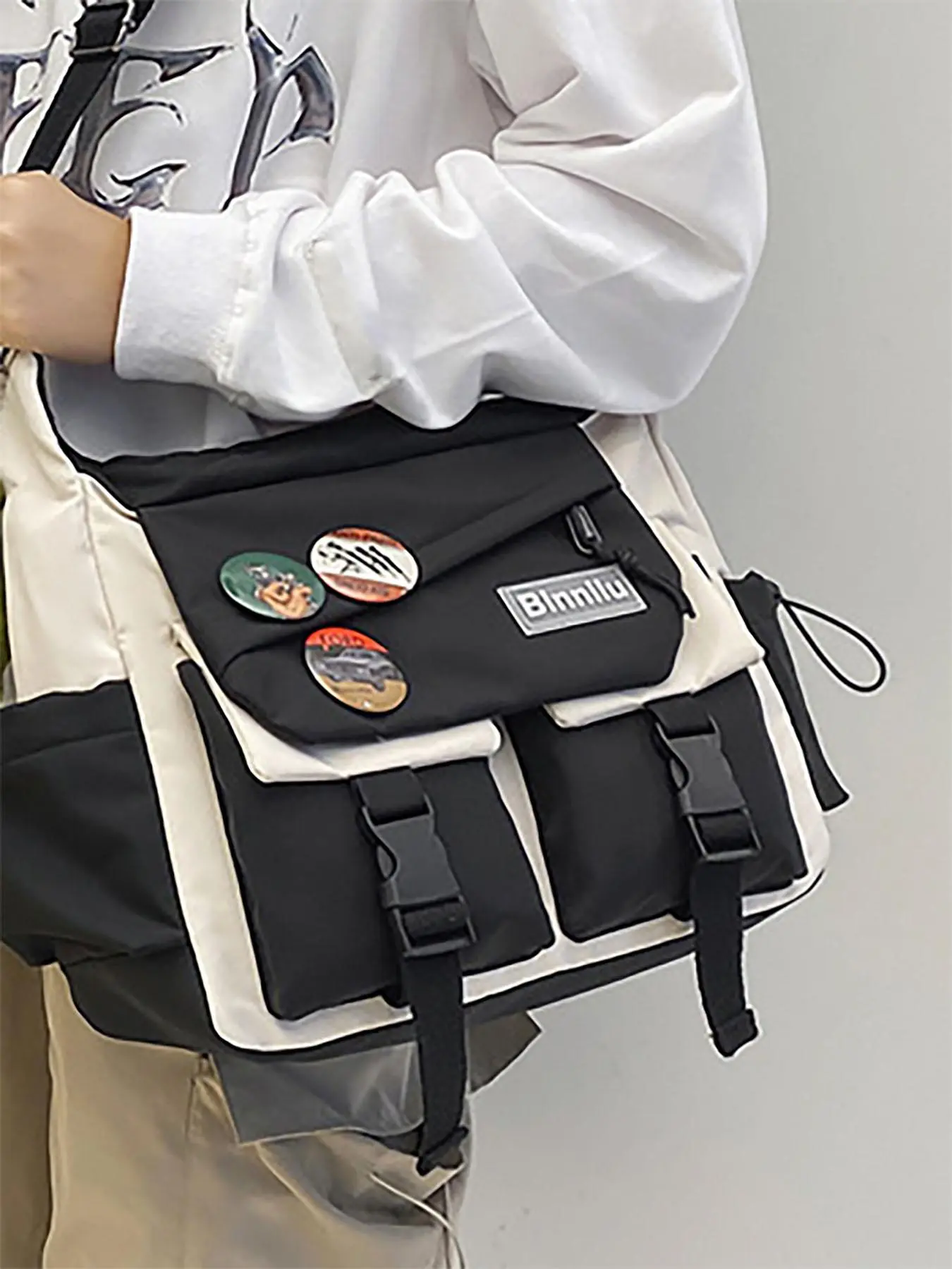 Men's Preppy Casual Nylon Colorblock Fashionable Crossbody Bag, Casual Messenger Bag, Outdoor Student Commuter Shoulder Bag, Versatile Shoulder Bags, Travel Daily Use Large Capacity School Bag, Crossbody Shoulder Bags, Commuting Shoulder Bag