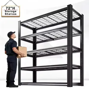 72" Adjustable Metal Double Layer Column Shelving, Commercial Grade Utility Rack